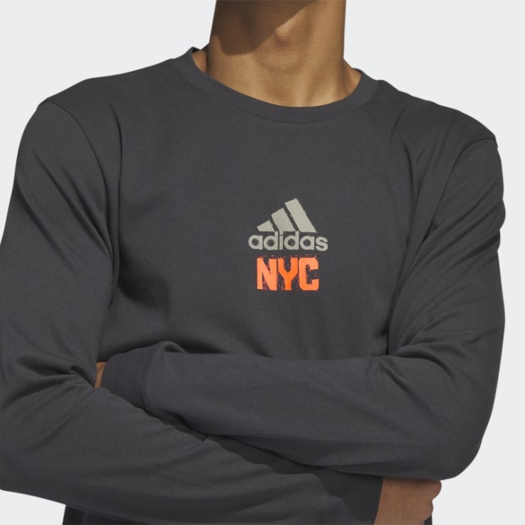 Camiseta Gráfica Manga Larga Adidas New York Carbono