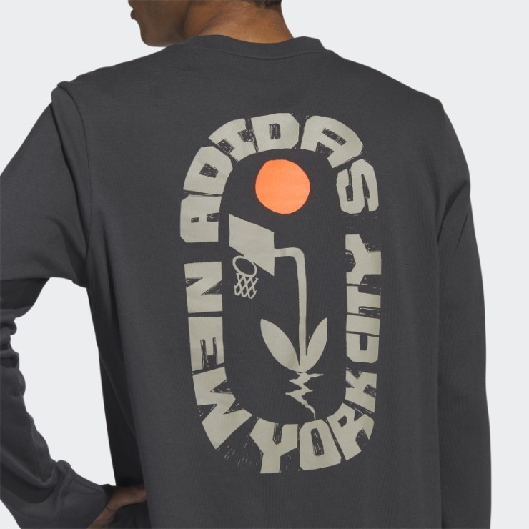 Camiseta Gráfica Manga Larga Adidas New York Carbono