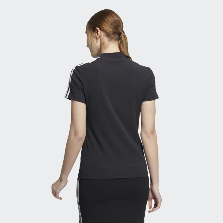 Camiseta Adidas Negra Con Cuello Alto Y 3 Rayas
