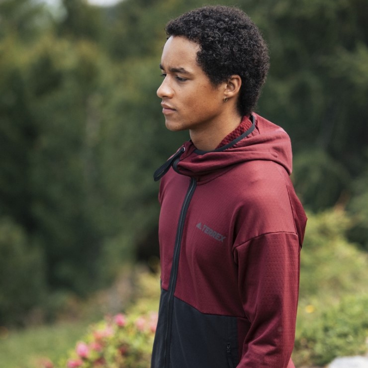 Adidas Terrex Tech Flooce Light Chaqueta De Senderismo Con Capucha Roja