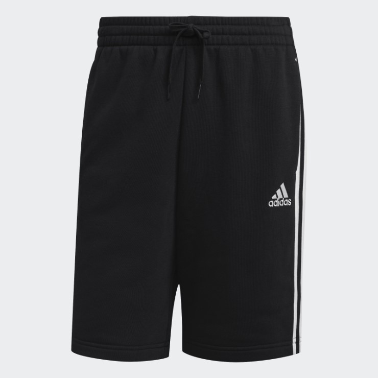 Adidas Essentials - Pantalones Cortos De Forro Polar Con 3 Rayas, Color Negro