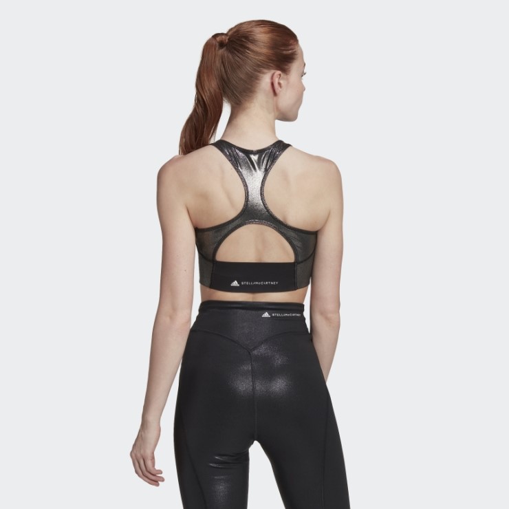 Adidas By Stella Mccartney Camiseta Corta De Entrenamiento Brillante Moda Negro