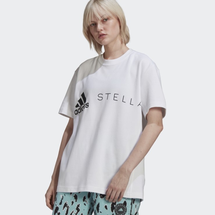 Adidas By Stella Mccartney Logo Camiseta Moda Blanco