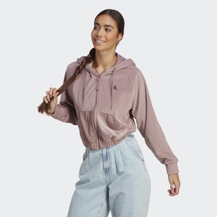 Adidas Hyperglam Terciopelo Sudadera Con Capucha Púrpura