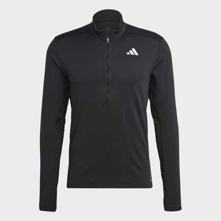 Own The Run 1/2 Zip Camiseta De Manga Larga Adidas Negro