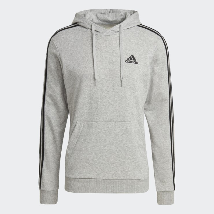 Sudadera Con Capucha Essentials 3 Rayas Gris Medio Adidas