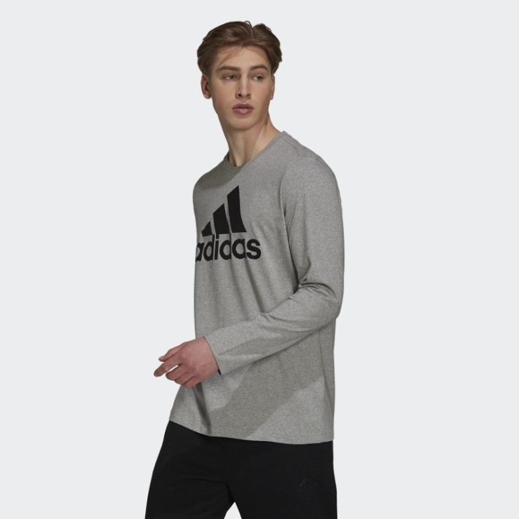 Adidas Camiseta Manga Larga Gris Medio Essentials