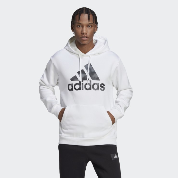 Adidas Sudadera Con Capucha De Felpa Blanca Con Estampado De Camuflaje Essentials