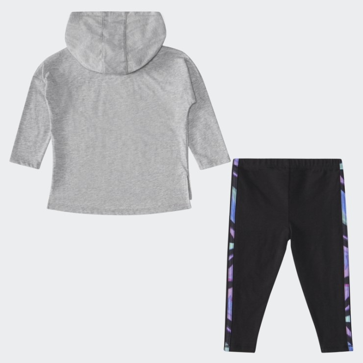 Conjunto Ig Ls Hoodtee Ajustado Gris Jaspeado Adidas