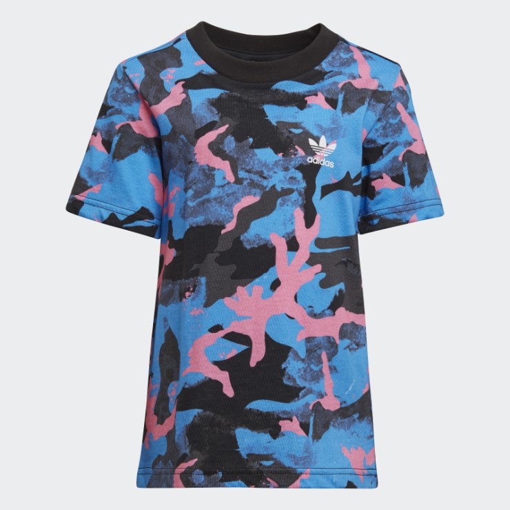 Camiseta Adidas Azul Con Estampado De Camuflaje