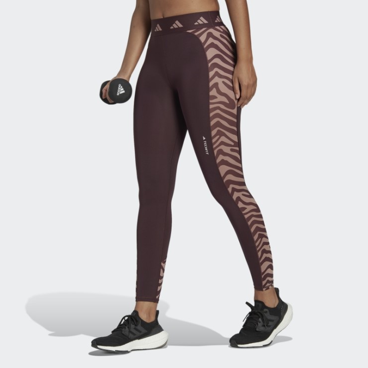 Granate Adidas Hyperglam Techfit High-waisted 7/8 Zebra Leggins