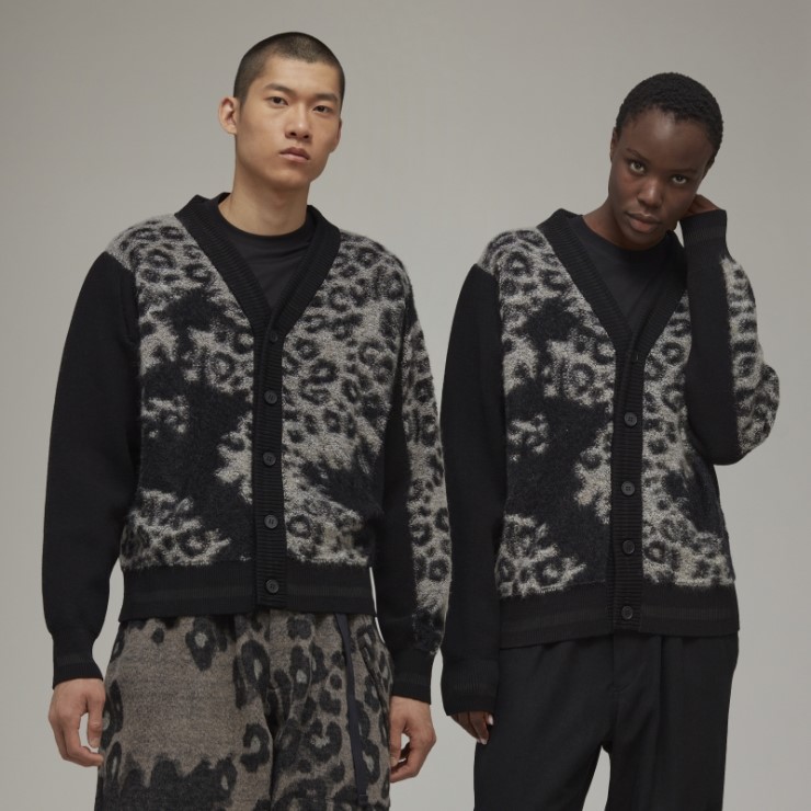 Adidas Y-3 Cárdigan De Punto De Leopardo