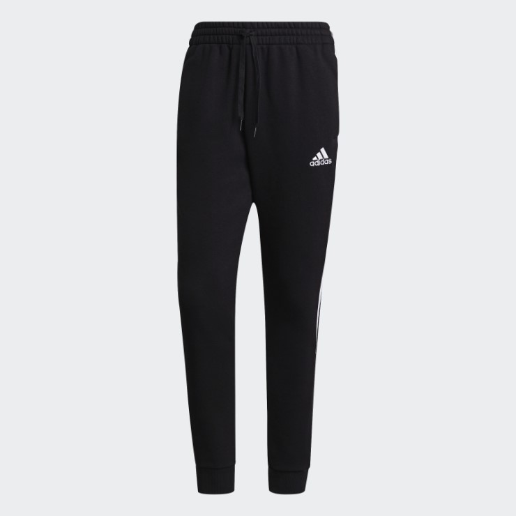 Pantalones Adidas Essentials Fleece Tapered Cuff 3 Rayas Negro