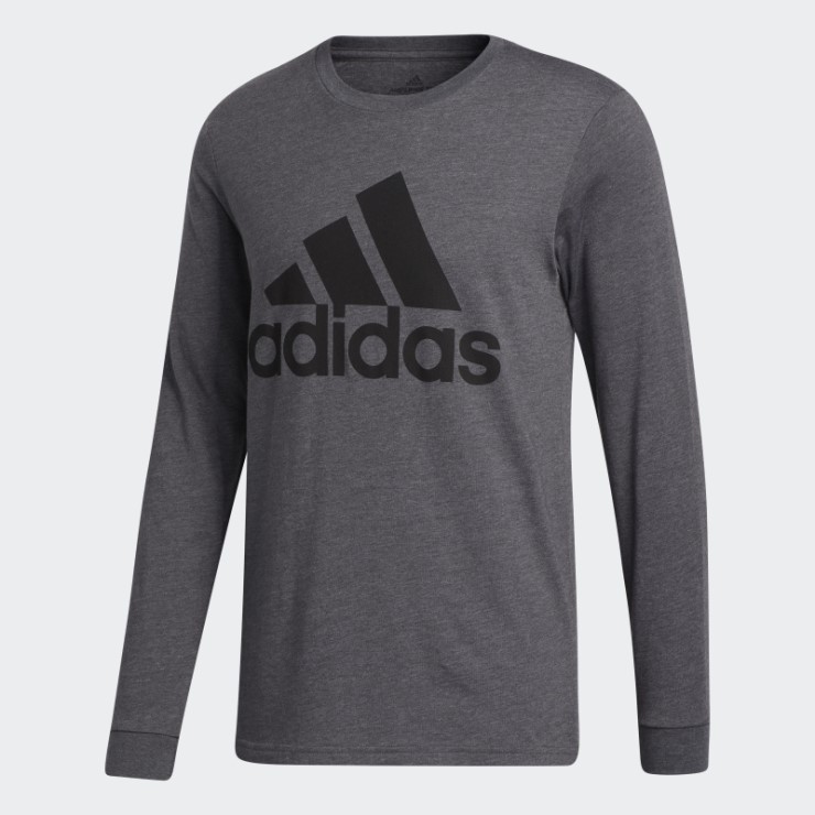 Adidas Camiseta Gris Oscuro Jaspeado Insignia De Deporte