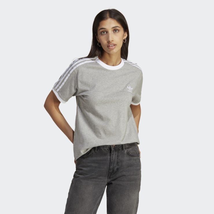Camiseta Adidas Adicolor Classics 3 Rayas Gris Medio