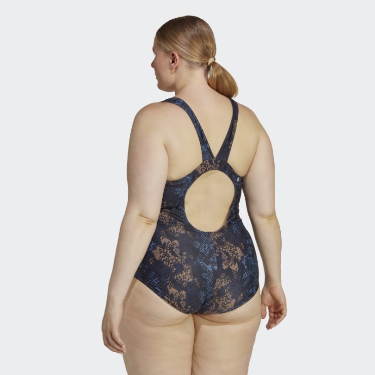 Traje De Baño Adidas 3-stripes Graphic (talla Grande) Acero