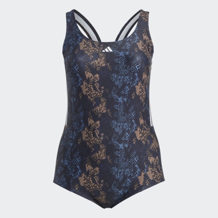 Traje De Baño Adidas 3-stripes Graphic (talla Grande) Acero