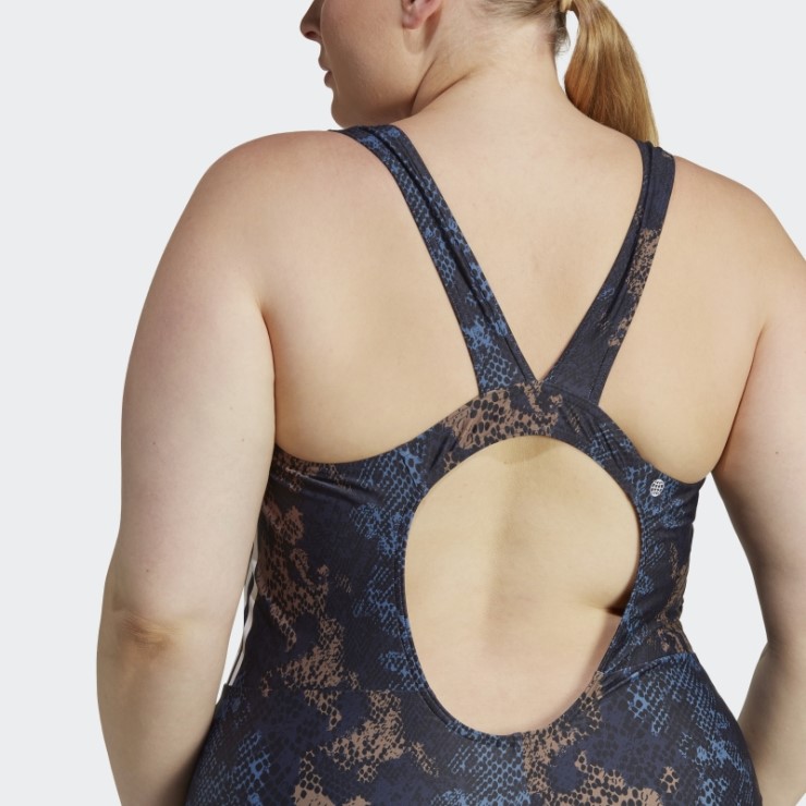 Traje De Baño Adidas 3-stripes Graphic (talla Grande) Acero