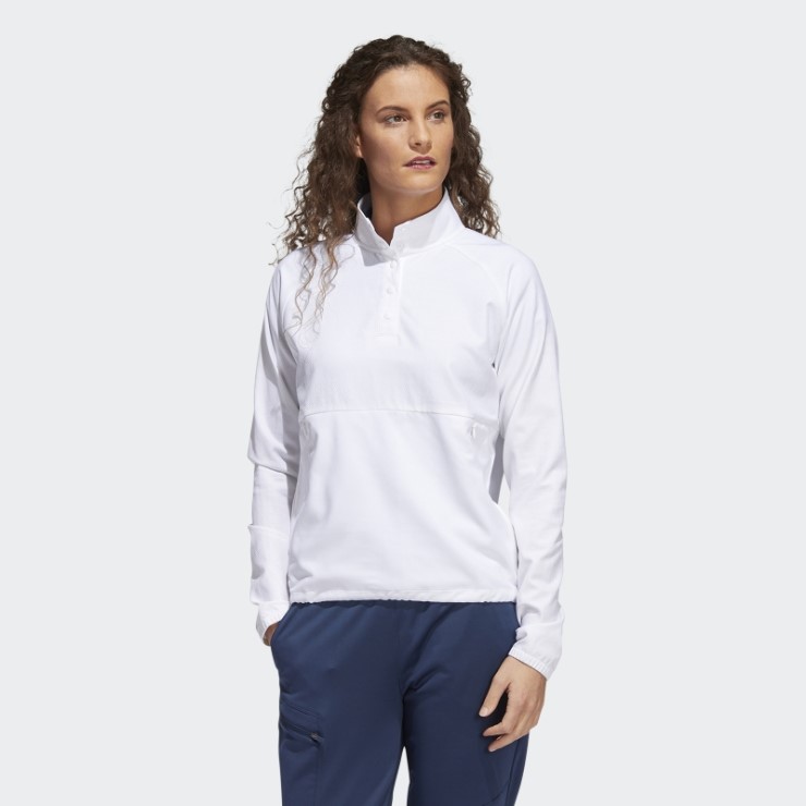 Sudadera Blanca Con Broche De 1/4 En Relieve Adidas
