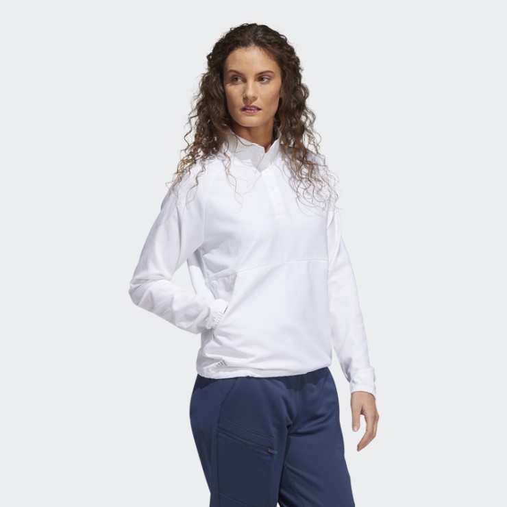 Sudadera Blanca Con Broche De 1/4 En Relieve Adidas