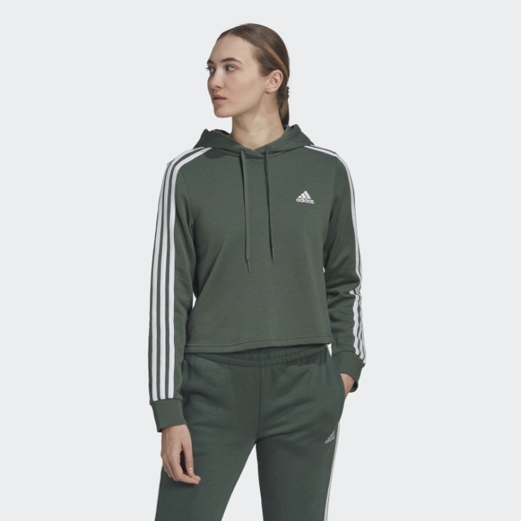 Sudadera Con Capucha Verde óxido Adidas Essentials 3 Rayas