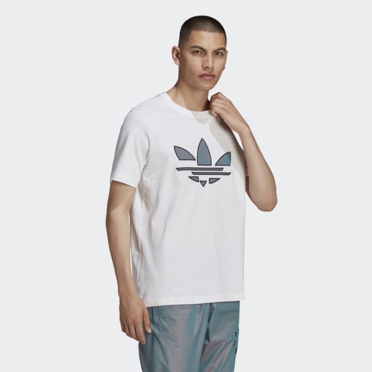 Adidas Camiseta Blanca Adicolor Con Trébol Destrozado