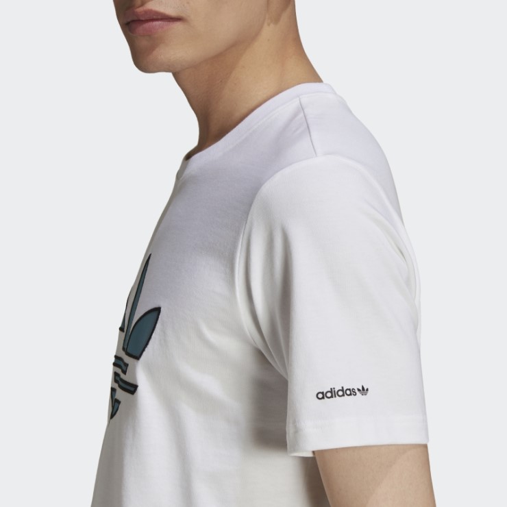 Adidas Camiseta Blanca Adicolor Con Trébol Destrozado