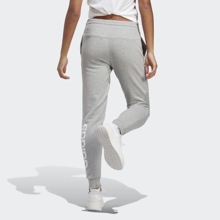 Pantalones Adidas Essentials Linear French Terry Con Puños En Gris Medio