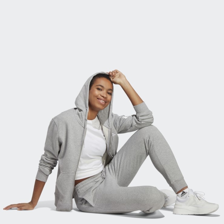 Pantalones Adidas Essentials Linear French Terry Con Puños En Gris Medio