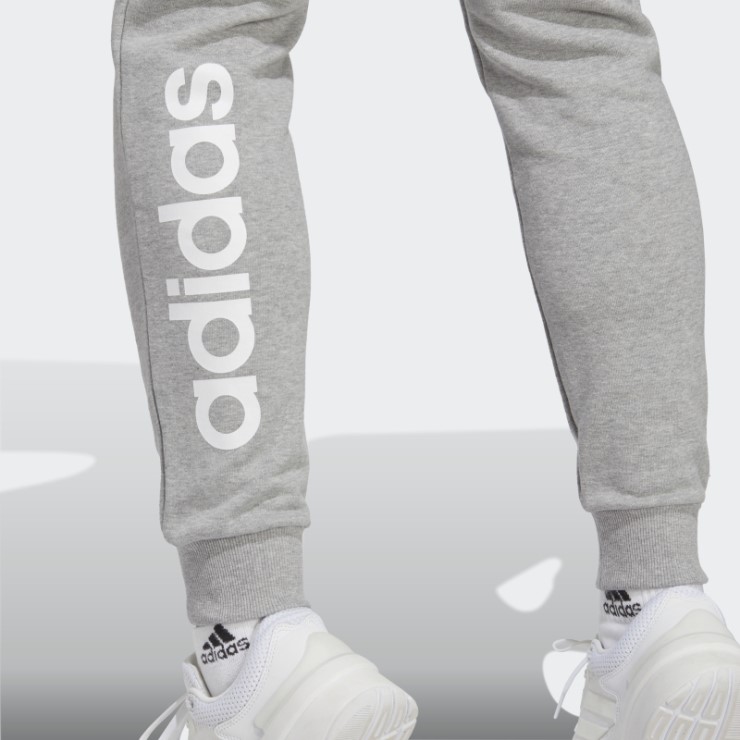 Pantalones Adidas Essentials Linear French Terry Con Puños En Gris Medio