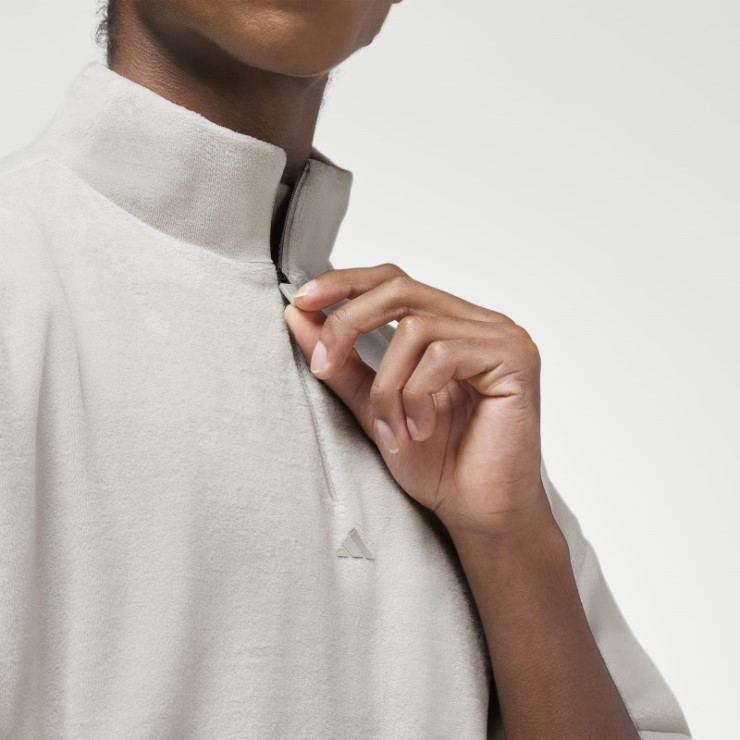 Sudadera Adidas Basketball Velour 1/2 Zip Gris Metal