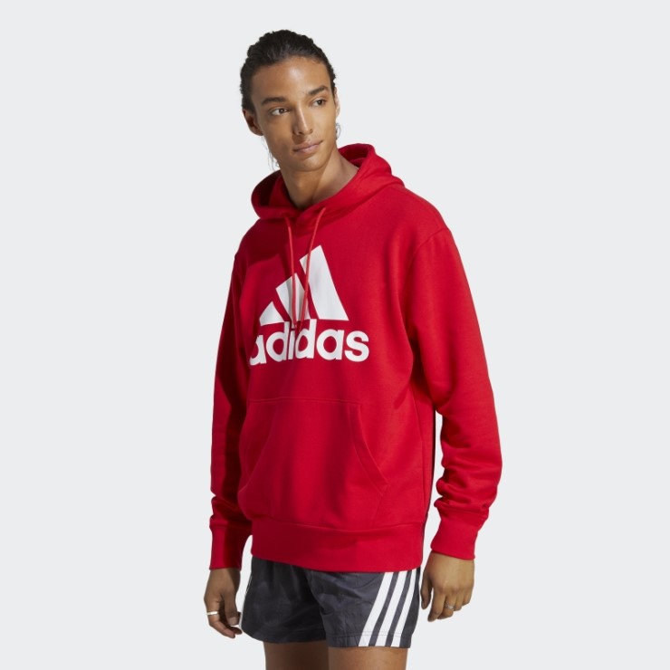 Sudadera Con Capucha Y Logo Grande De French Terry Adidas Escarlata