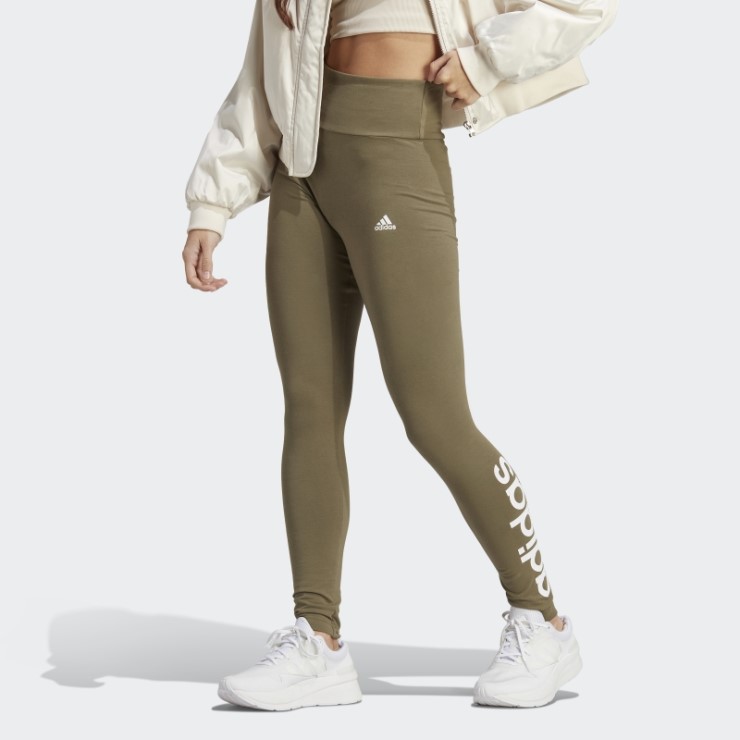 Leggings De Talle Alto Con Logo Essentials Verde Oliva Adidas