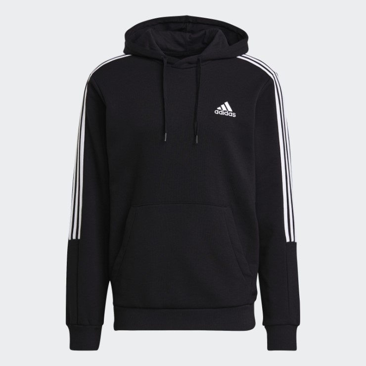Sudadera Con Capucha Y 3 Rayas De Corte Polar Essentials Negro Adidas