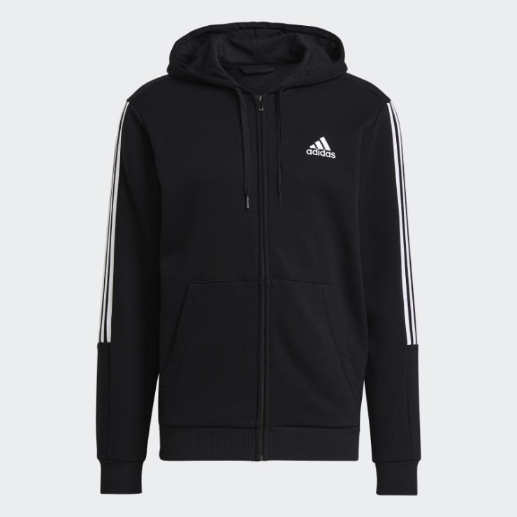Chaqueta De Chándal Essentials Con 3 Bandas De Corte Polar Negro Adidas