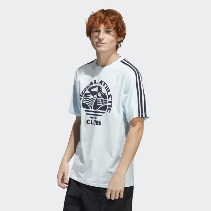 Camiseta Adidas Original Athletic Club 3 Rayas Azul