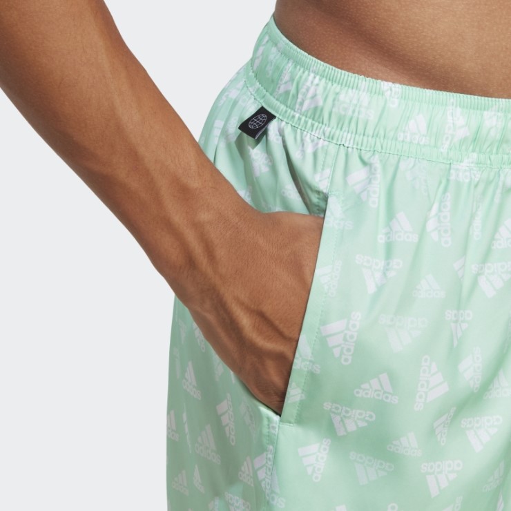 Mint Adidas Logo Print Clx Shorts De Baño Muy Cortos