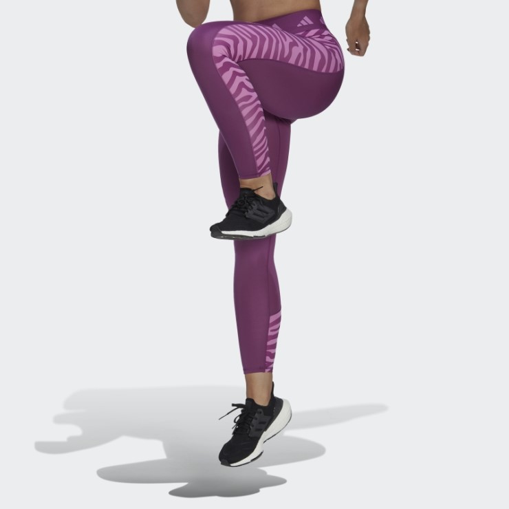 Adidas Rich Malva Hiperglam Techfit Cintura Alta 7/8 Cebra Leggings