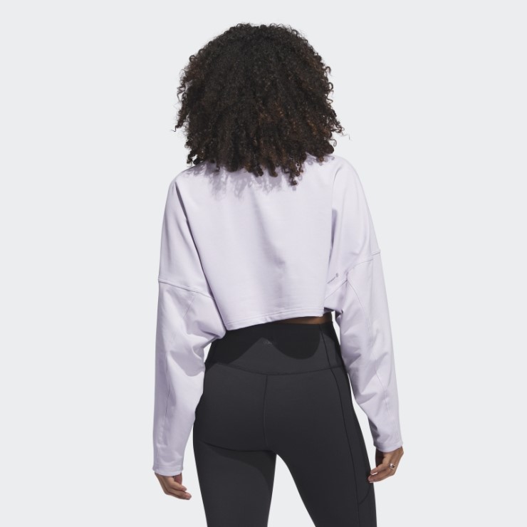 Adidas Plata Amanecer Yoga Studio Crop Sudadera Moda