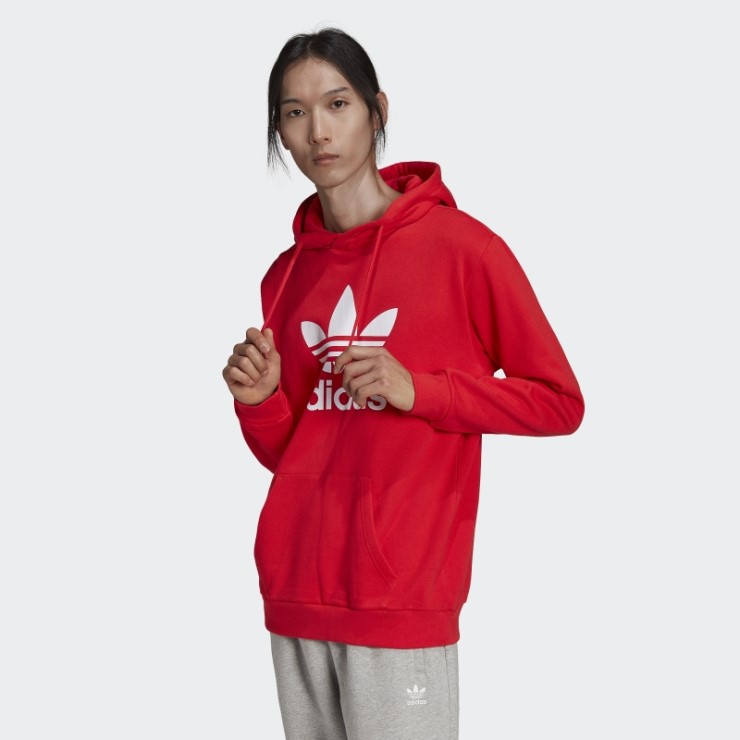 Adidas Sudadera Con Capucha Roja Adicolor Classics Trefoil