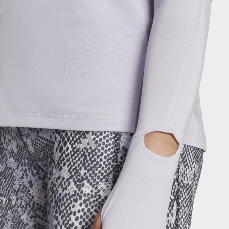 Adidas Camiseta De Manga Larga Con Media Cremallera De Carrera Rápida Plata Amanecer Moda