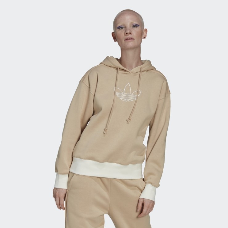 Sudadera Con Capucha Con Bordado Gráfico Adidas Trefoil En Beige