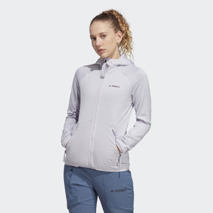 Adidas Terrex Tech Flooce Light Chaqueta De Senderismo Con Capucha Plata Amanecer