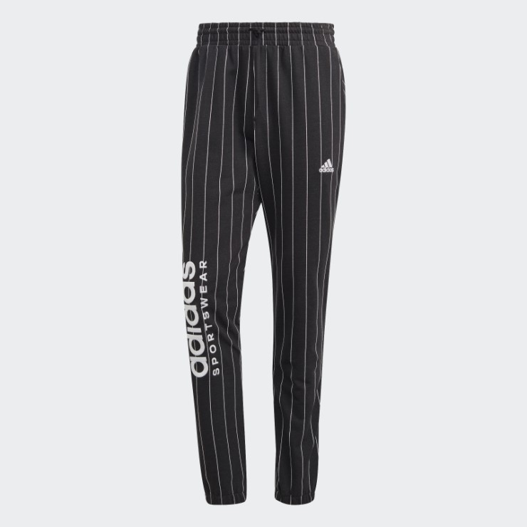 Joggers De Forro Polar Con Rayas Finas Adidas Negro