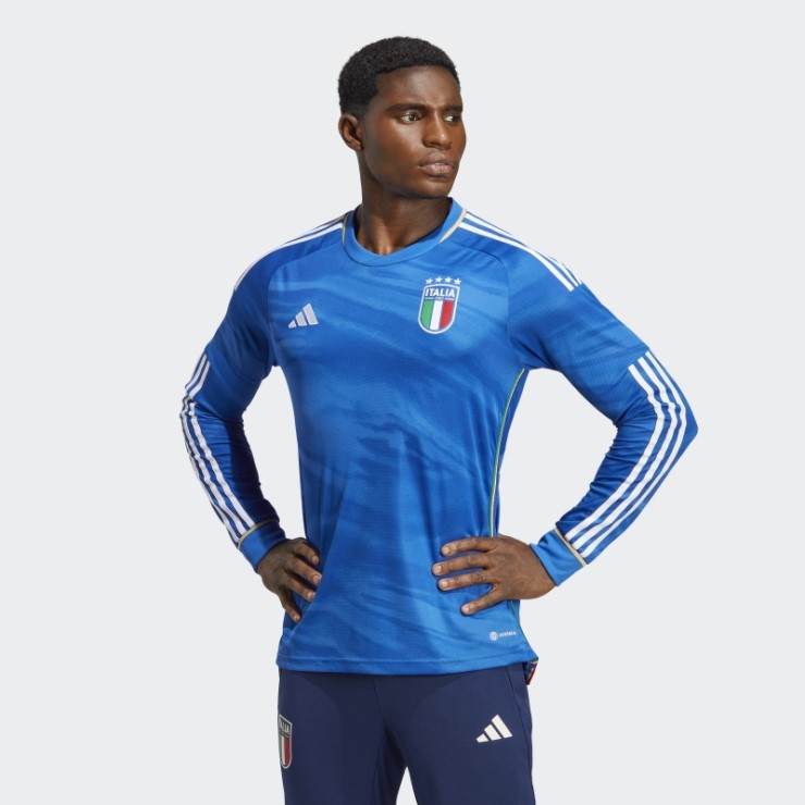 Camiseta Italia 23 Primera Equipación Manga Larga Adidas Azul