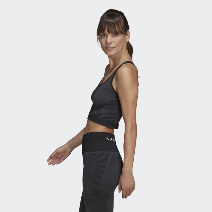 Adidas X Karlie Kloss Top De Punto Sin Costuras A Capas Carbón Caliente