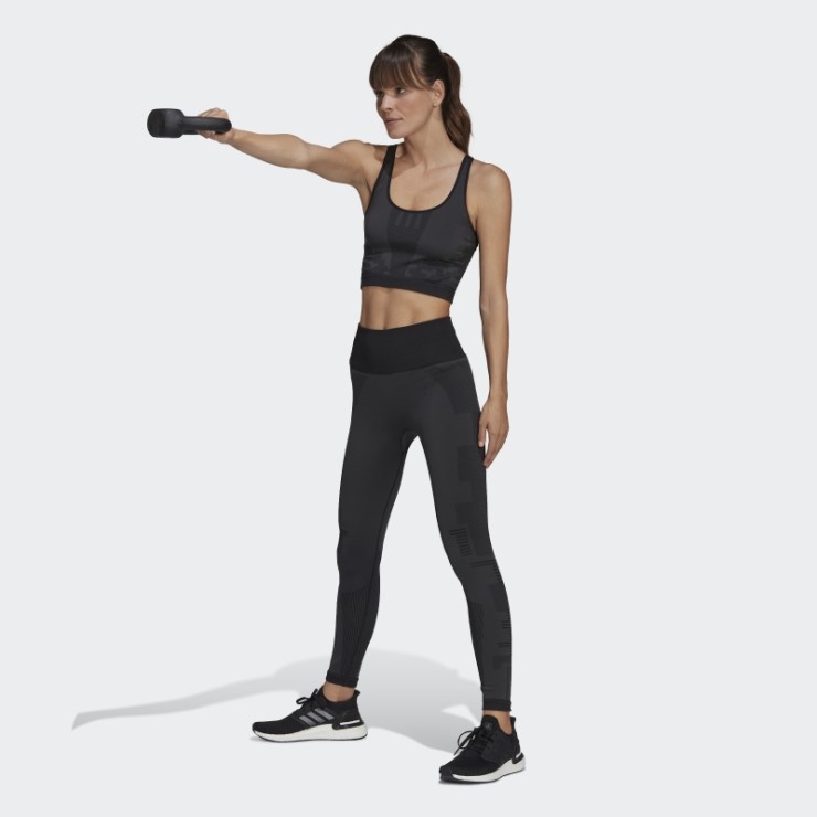 Adidas X Karlie Kloss Top De Punto Sin Costuras A Capas Carbón Caliente