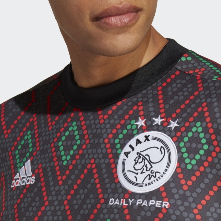 Camiseta Negra Pre-match Del Ajax Amsterdam X Daily Paper Adidas