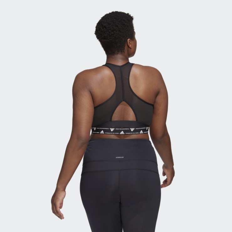 Adidas Powerreact Training Sujetador De Soporte Medio (talla Grande) Negro Caliente