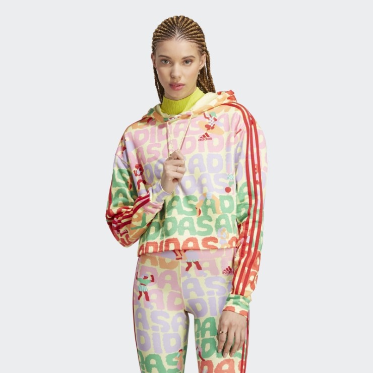 Perla Citrino Adidas Farm Rio Sudadera Con Capucha De 3 Rayas